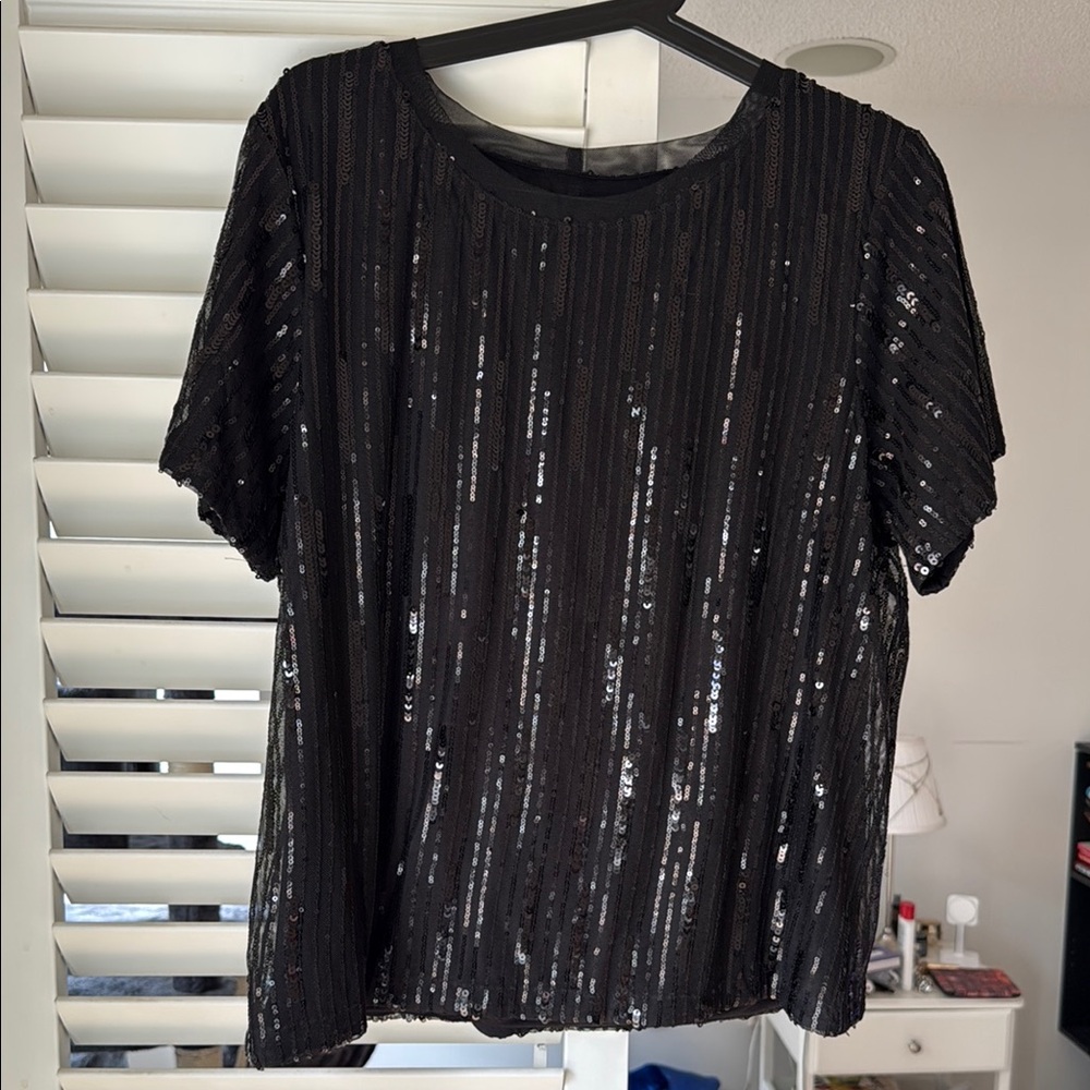 Black Sequin Women's Top